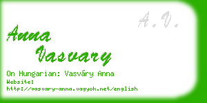 anna vasvary business card