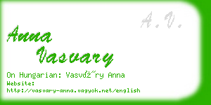 anna vasvary business card